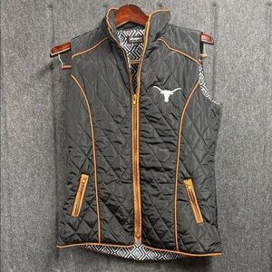 Game Day  Black Quilted Vest with Orange Trim UT